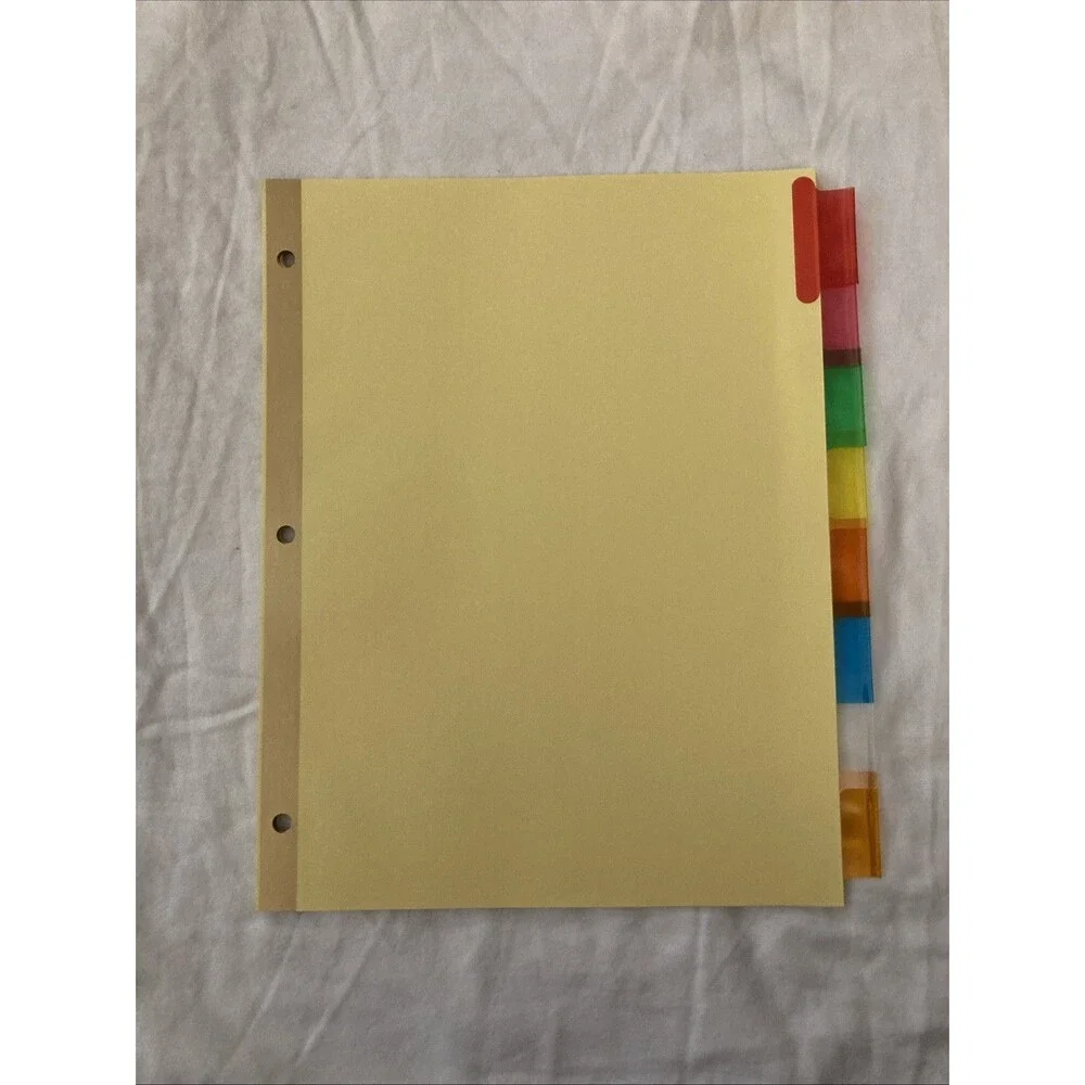Unbranded 11”x8.5” Paper Yellow Binder Divider | Full Set (8 Sheets)